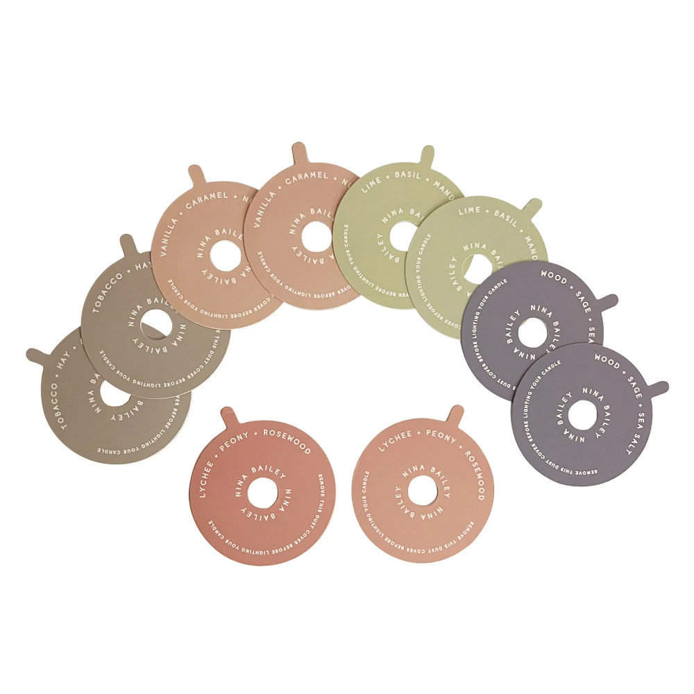 logo printed pull tab kraft paper pad waterproof oil proof candle dust covers custom for candle wick