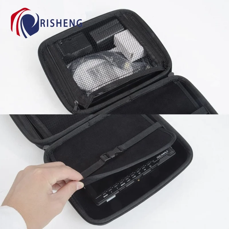Custom Portable Protective Travel Shockproof Durable Hard Zipper Bag Carrying Tool EVA Case for Feelworld  Video Monitors