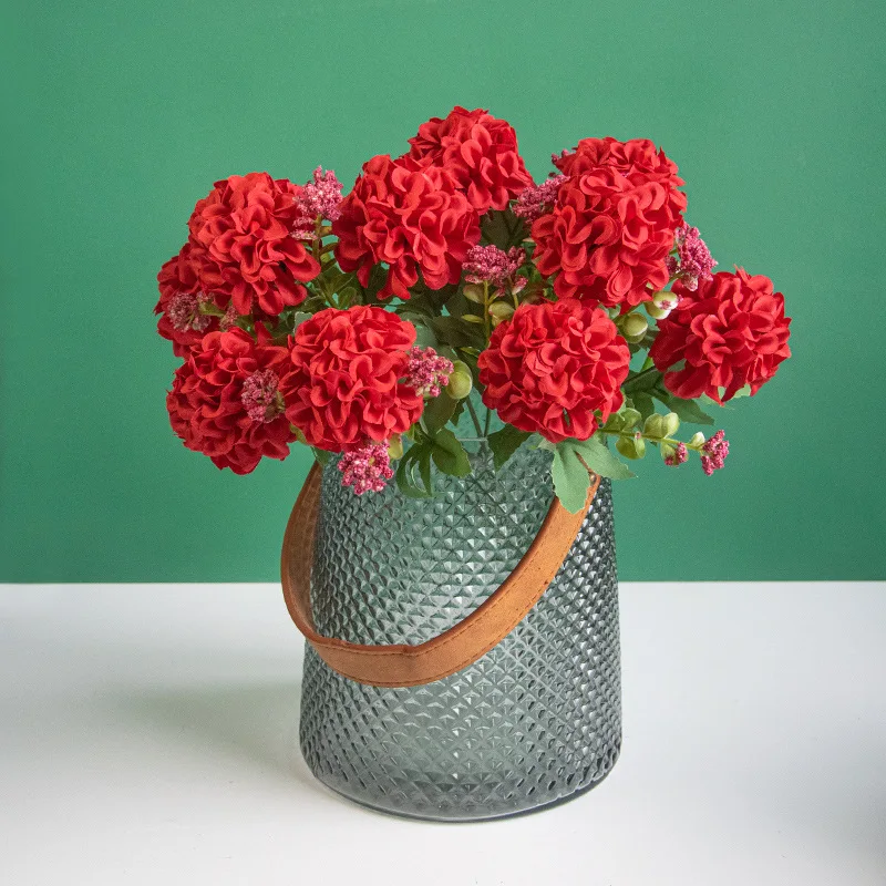 Simulated flowers artificial flower hydrangea bouquet combination wedding home decoration silk flower bouquet