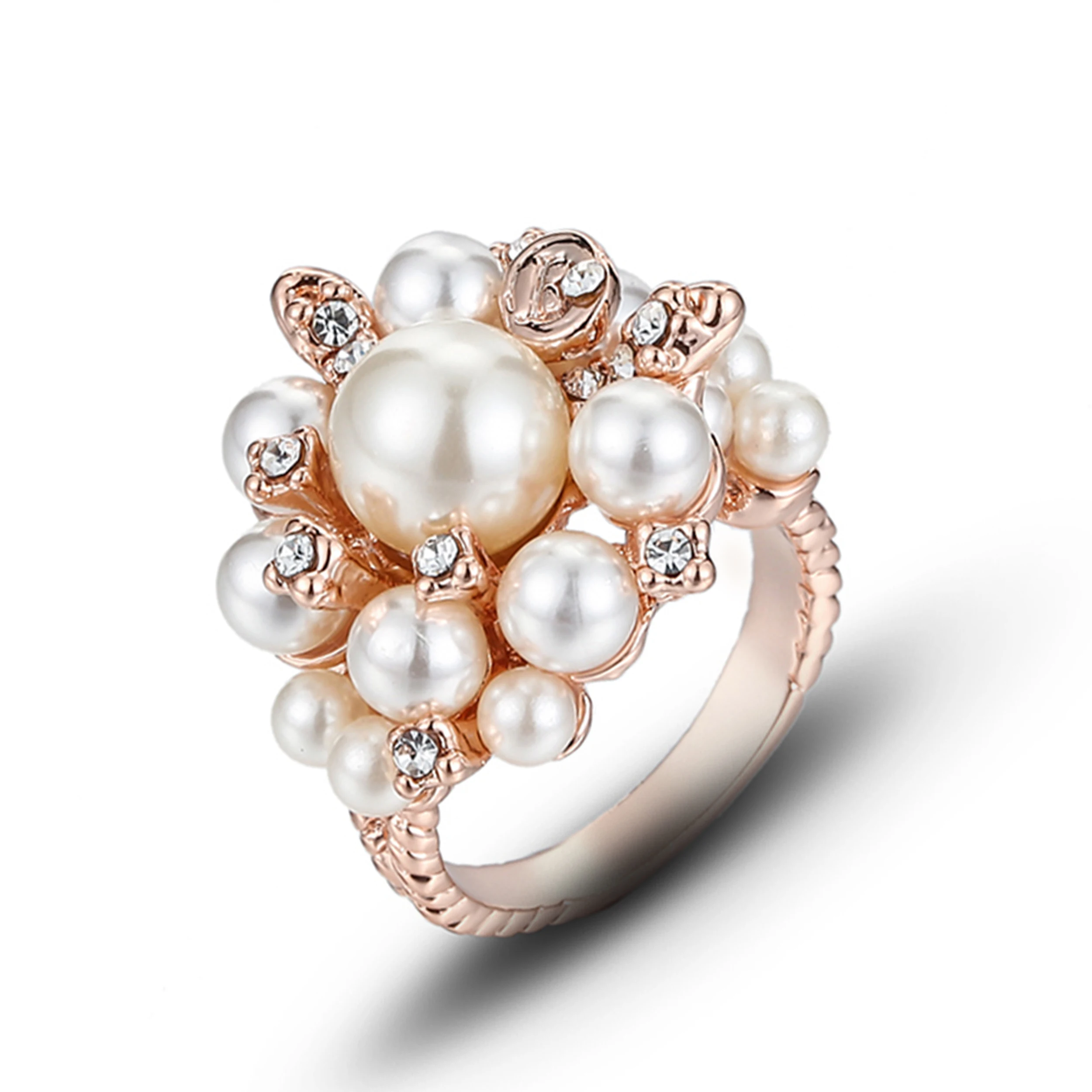 Factory Wholesale Pearl Rings Jewelry Women Rose Gold Pearl Ring 925 Silver Ring With Pearl