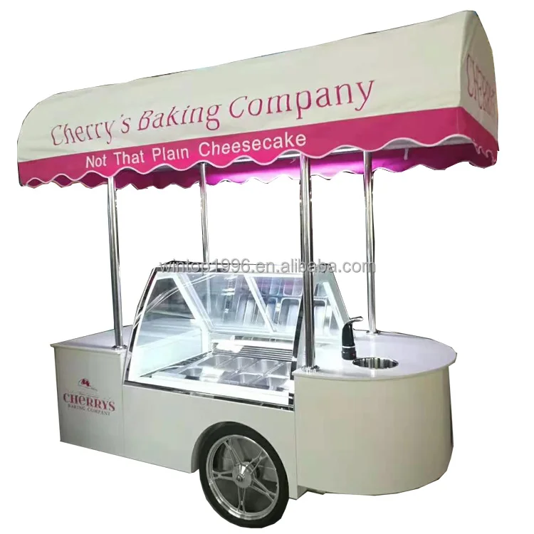 vending ice cream push cart gelato cart with washbasin and faucet 1.8m ice cream trolley for commercial