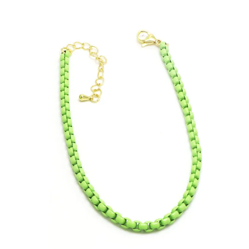 2024 Multi Color Plated Simple Rope Chain Necklace Candy Colorful Fashion Vintage Summer Beach Brass Chain Endless Necklace Gift