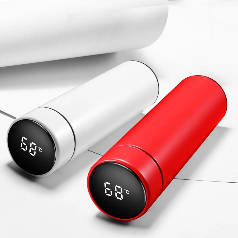 500ml/17OZ Cheap led intelligent temperature measuring water bottle 304 stainless steel thermal insulation cup Thermometer mug