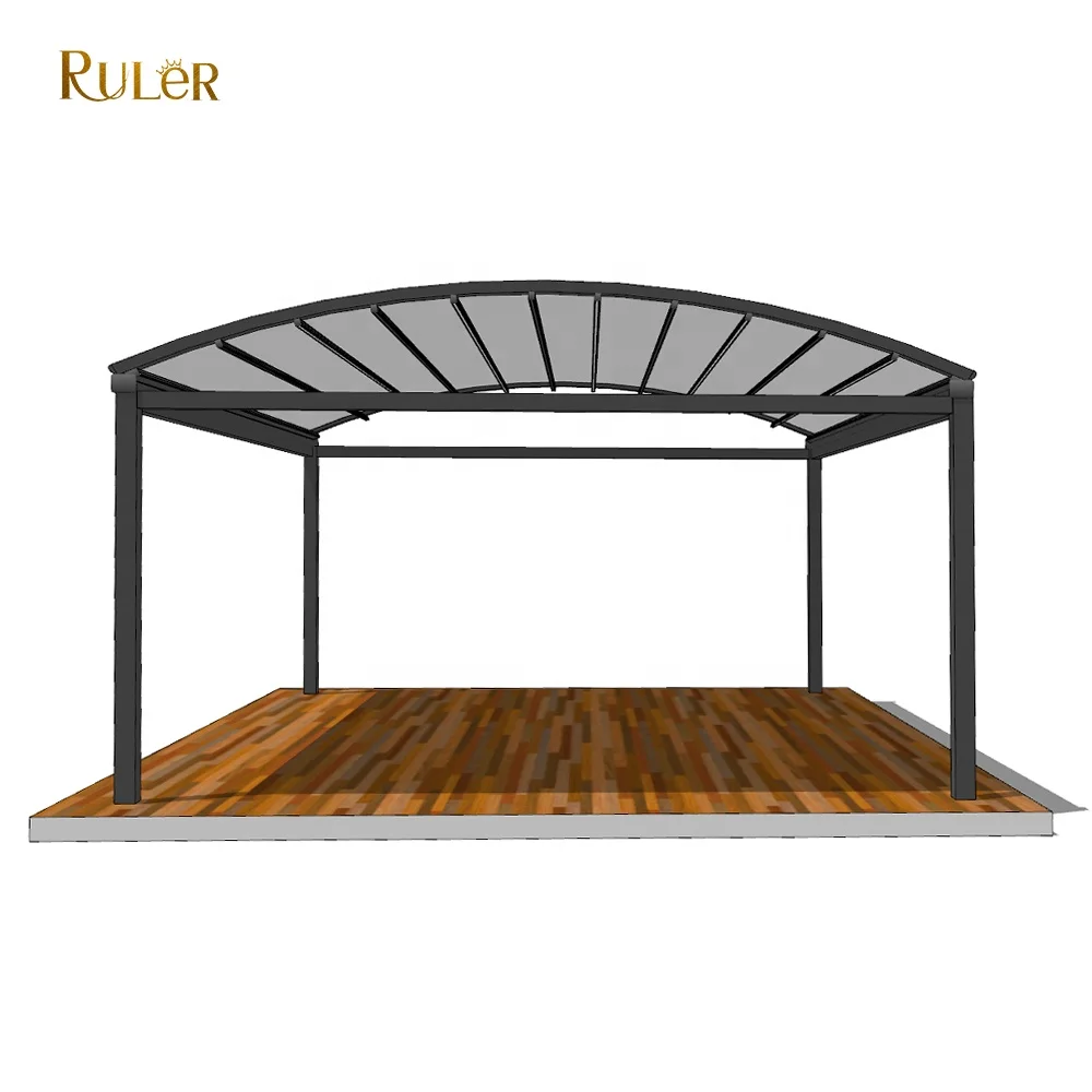 Motorized Retractable Curved Roof Awning Outdoor Folding Waterproof Gazebo Canopy
