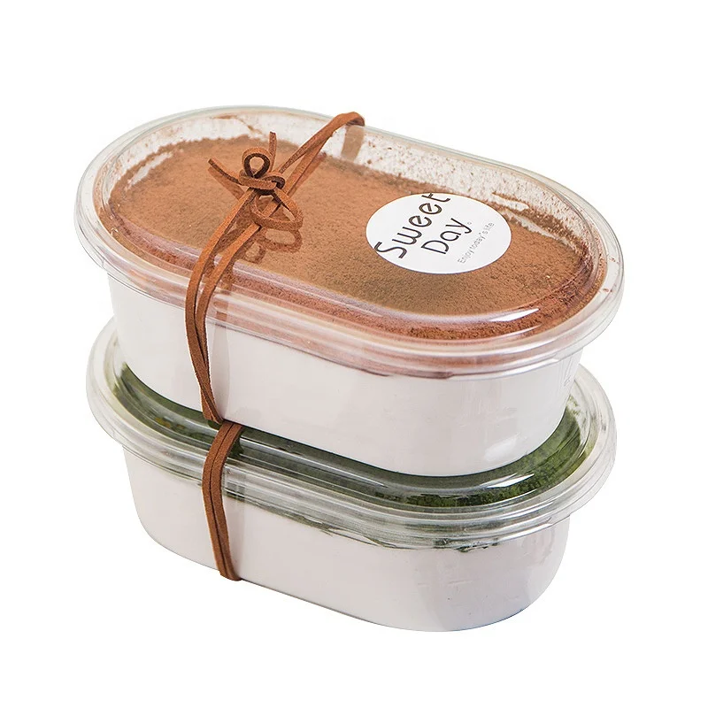 Oval Transparent Disposable food packaging boxes PET Plastic box for mousse cake snacks