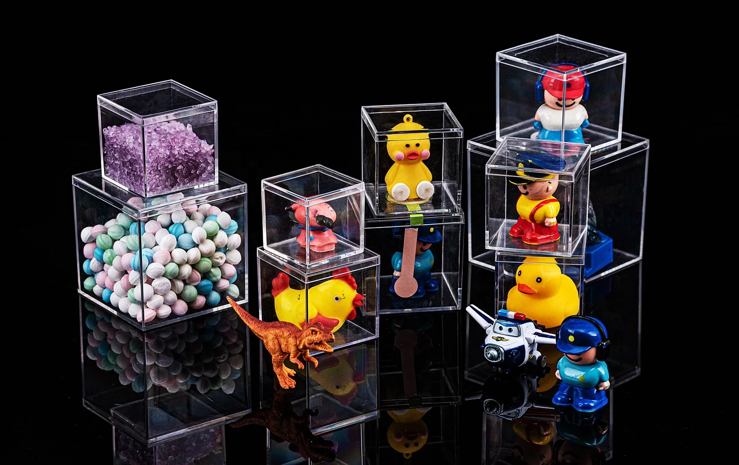 CL5533-A 2*2*2inch Best Selling Empty Acrylic Square Toys Box Food Safe  Package Cube Box