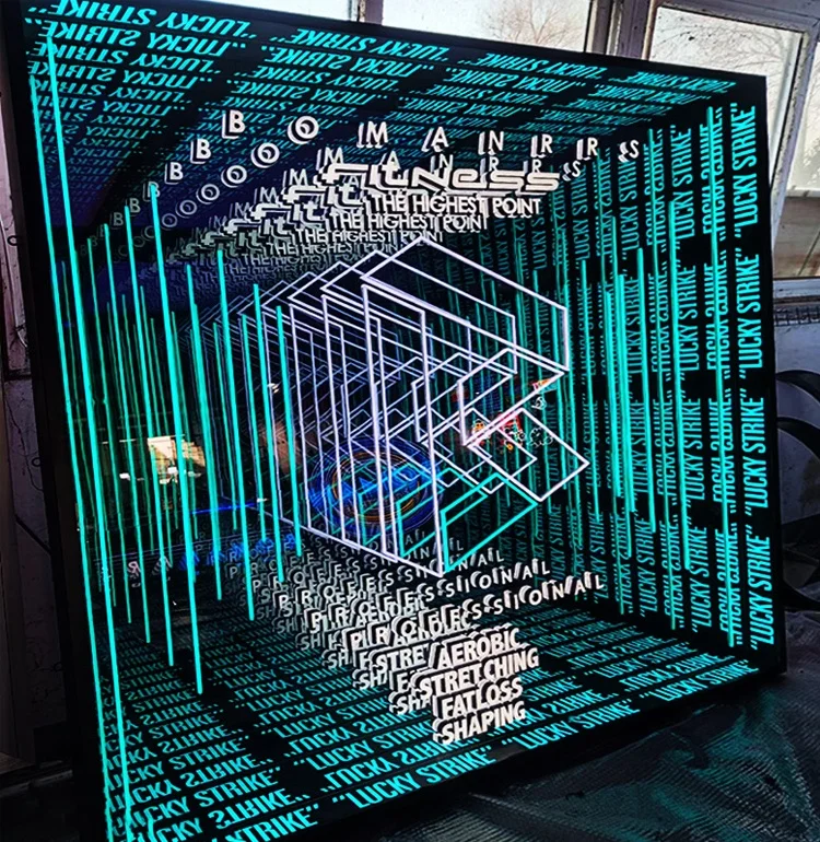 3D волшебное зеркало бесконечности многослойный пользовательский неоновый бесконечный зеркальный знак
