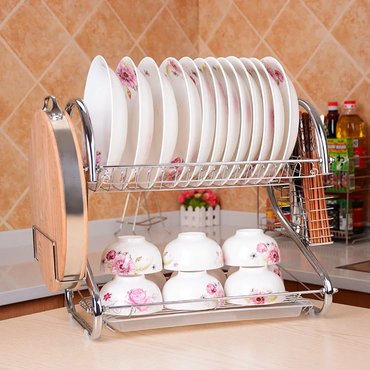 Multifunctional Storage Organizer Dish Drainer Dryer 2 Tier Dish Rack