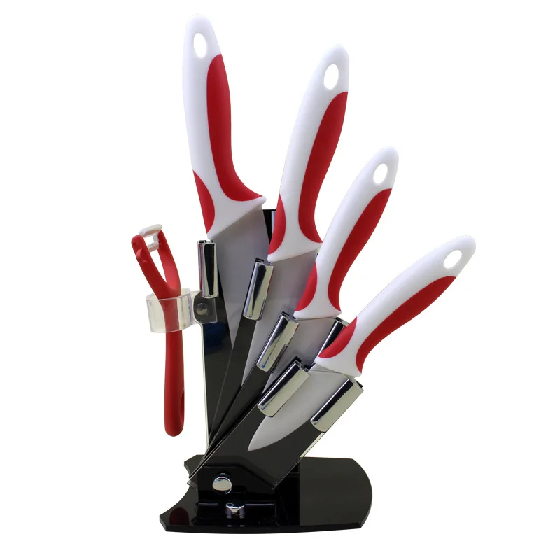 High quality Sharp Zirconia Blade Acrylic Holder 6 pcs best swiss ceramic knife set with ceramic peeler