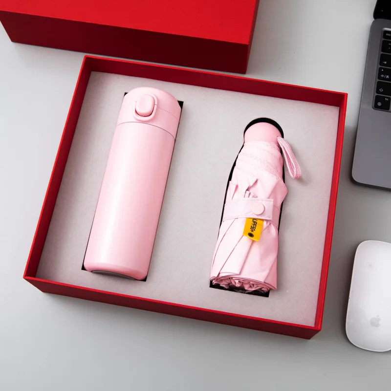 Most Sale Products 2024 Birthday Mothers Day Set with Thermos Cup Mini Fan Umbrella Custom logo Promotion Items Business Gift