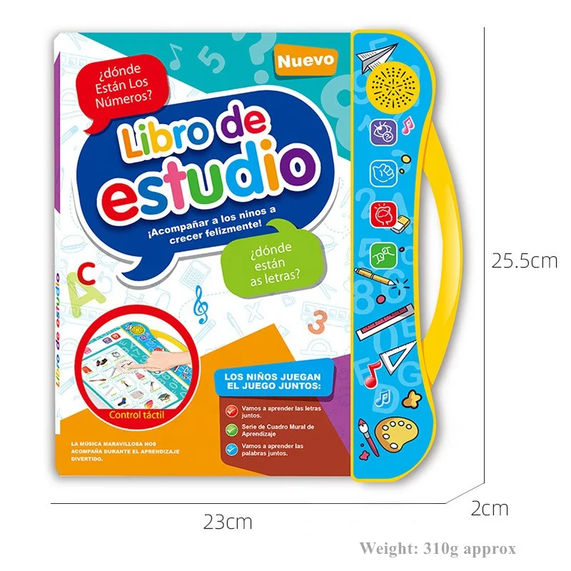 Children educational toys E-book English and Spanish kids learning talking board books sound book