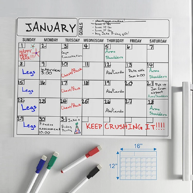 Custom Magnetic Fridge Dry Erase White Board Sheet Flexible Refrigerator Magnets Whiteboard Planner for Home Kitchen