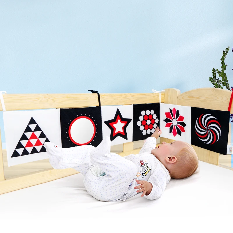 Baby Cloth Book Newborn Bed Crib Quiet My First Book Infant Montessori Black White Books for Babies Sensory Toys