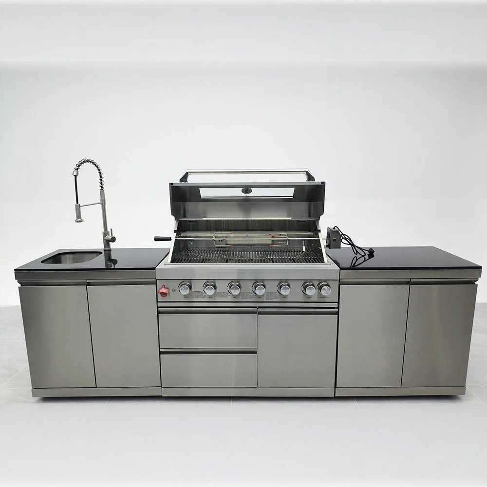 Outside Kitchen Metal Cabinets Gas BBQ Grill Barbeque Gas Grill Commercial Outdoor Kitchen 304 Stainless Steel