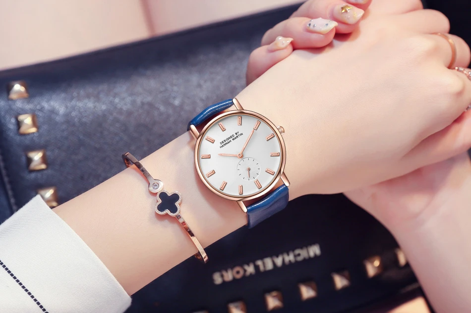 New women Luxury Brand quartz xfcs dw clock Ladies rose gold brown watches with Small second dial wrok