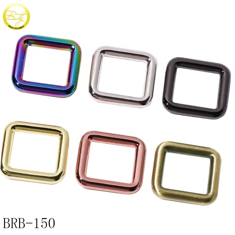 High quality bags metal handle hardware wholesale multiple color square rings adjustable alloy buckle for dog collar