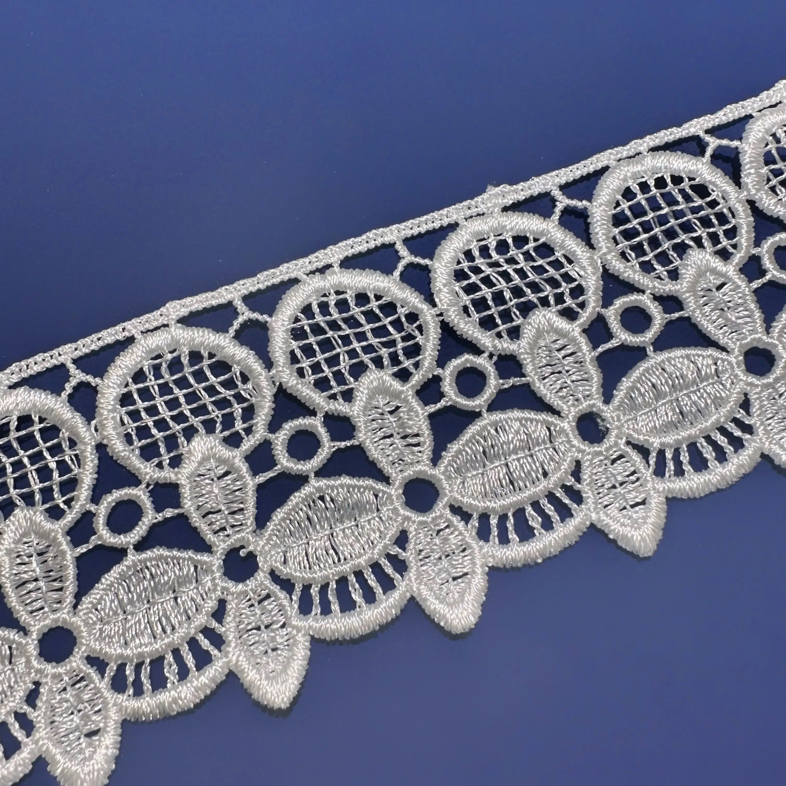 Белый полиэстер tissin Dentelle Fancy вышивка кружевная ткань отделка 2023 высокого качества Renda Guipir кружевная ткань для одежды вышивка