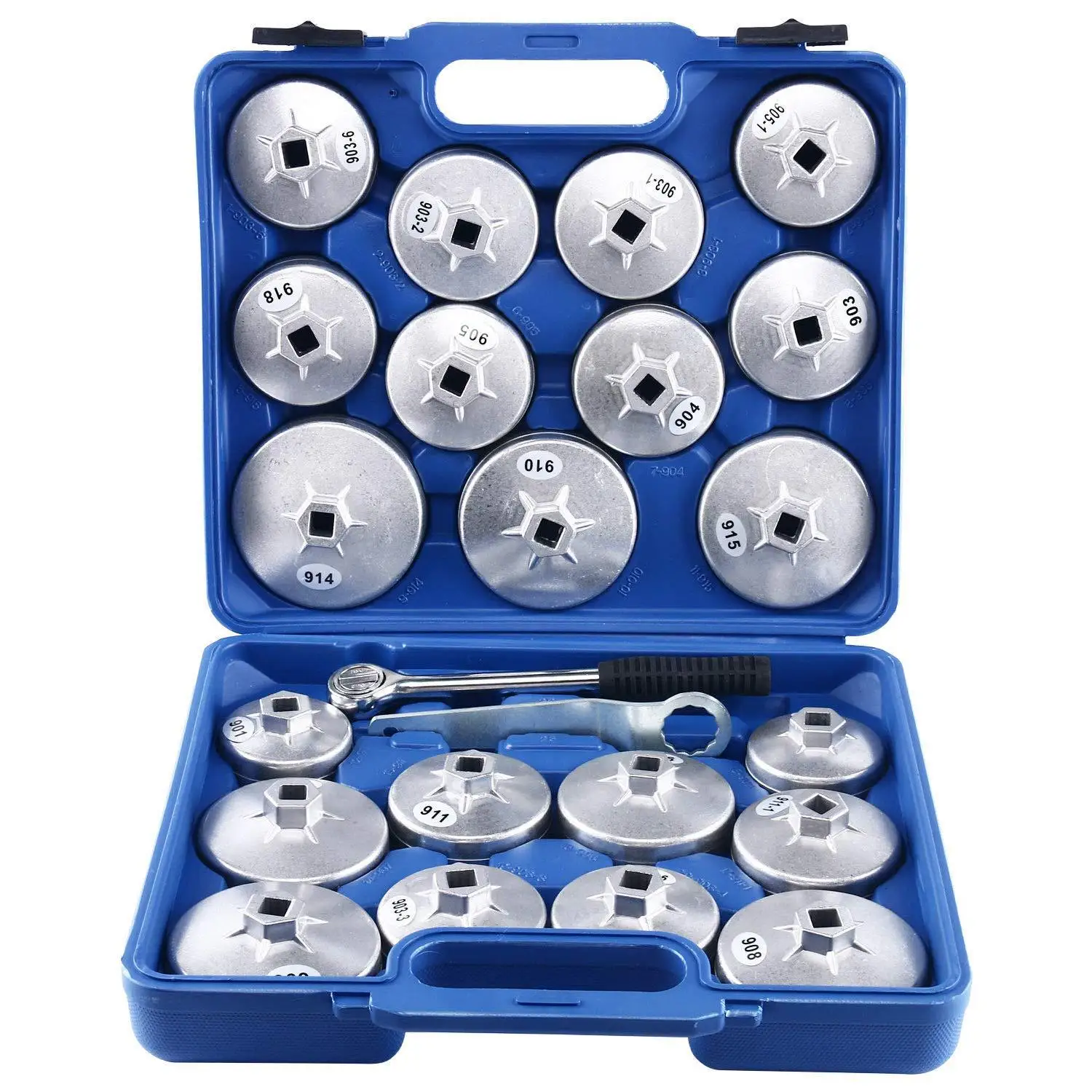 23pcs Aluminum Alloy Cup Type Oil Filter Wrench For Car Repair Tool Wrench Socket Removal Set Auto Tools