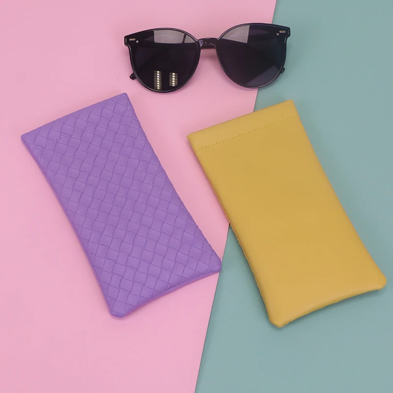 New Case Pouch Leather Eyeglasses Faux Suede Eyeglasees Packaging Bag With Flap Pouches For Sunglasses
