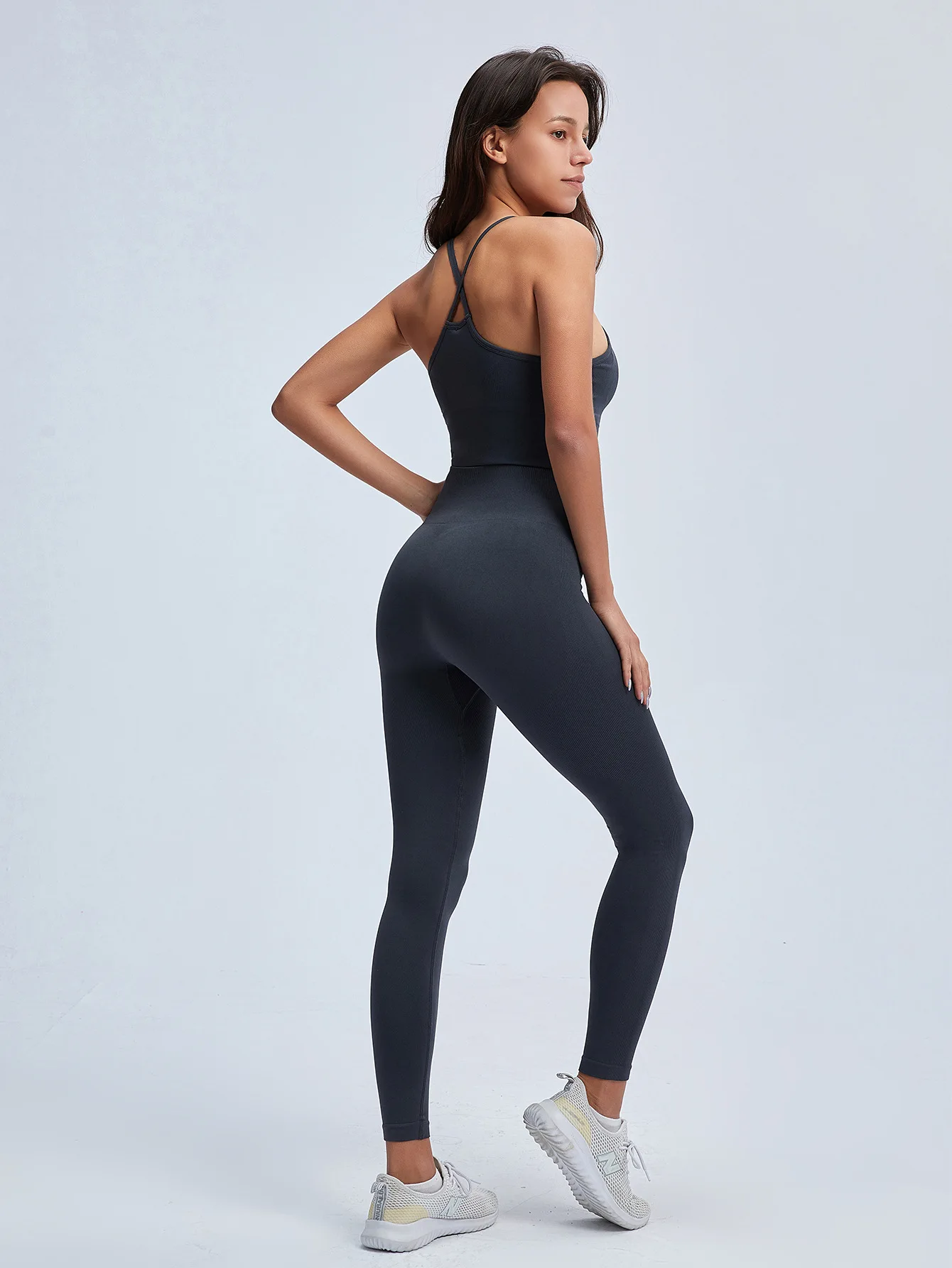 
Sublimation Seamless Women Gym Fitness Wear Suit Recycled Stripes Organic Clothing High Waist Legging Yoga Pants Sports Bra Set 