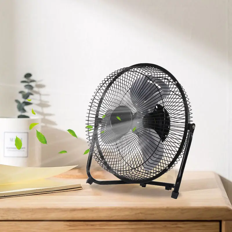 12V Brushless DC Table Solar Energy System Fan Rechargeable Desk Fan Metal 9 Inch