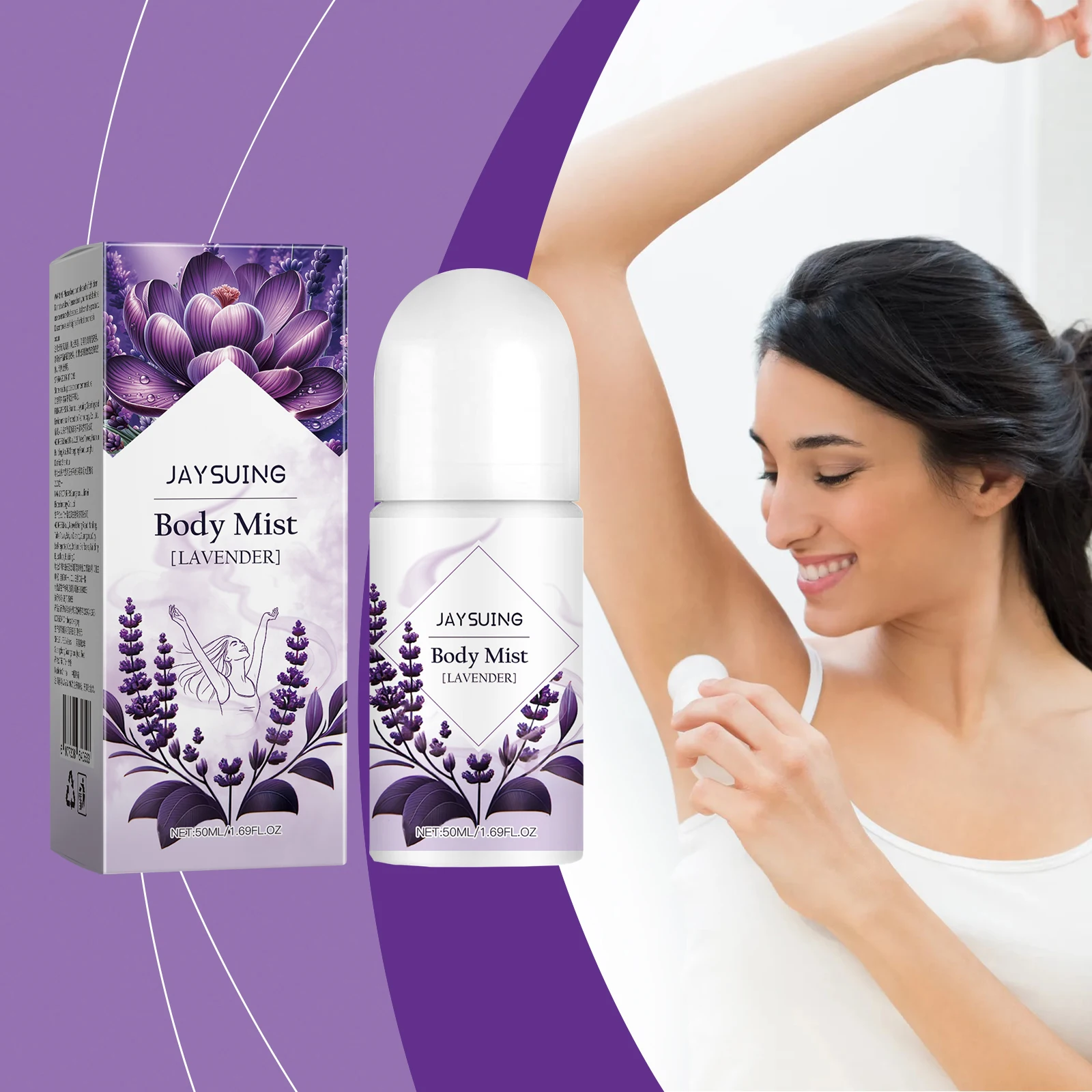 JAYSUING Armpit Deodorizer Portable Lavender Body Deodorizer Lavender Body Mist Best Selling Summer 12 Liquid Female 50ml 76g