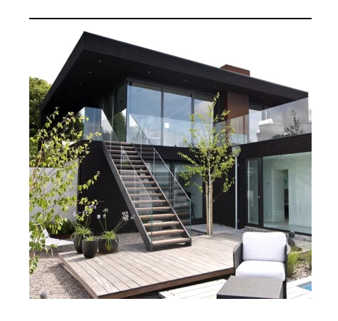 Outdoor metal fire escape staircase exterior prefab mild steel stair granite step exterior stairs