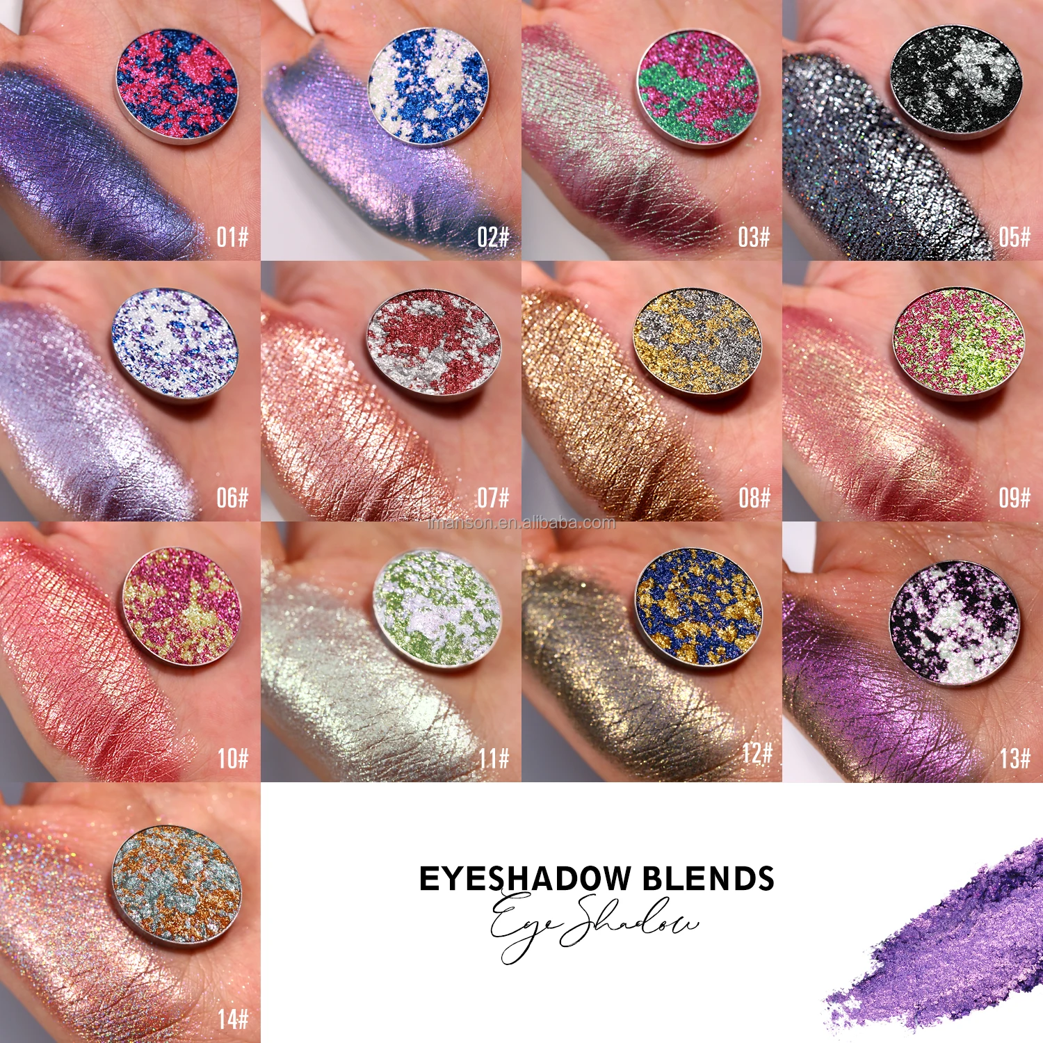 Custom Logo Vegan Multi Chrome Duochrome Eye Shadow Mixed Shimmer Glitter Eyeshadow