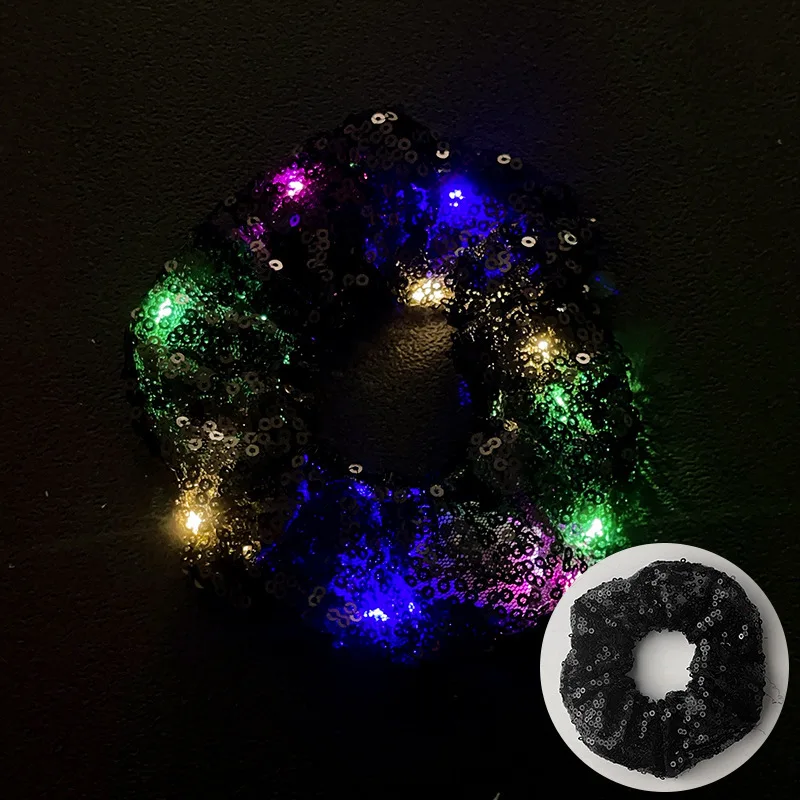Fashion Stylish Satin and Polyester Hair Accessories Lightweight Silk Satin LED-Shine Elastic Hair Bands  for woman