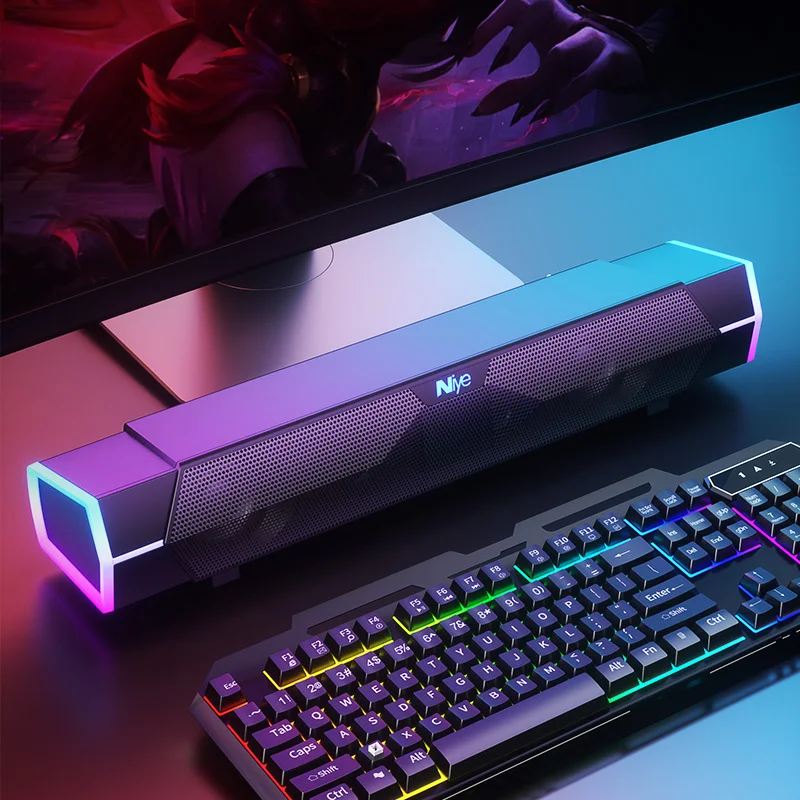 Wholesale ROHS High Quality HIFI TWS Colorful Lights Computer Speaker Wireless USB Gaming Audio Computer Gaming Speaker Bar