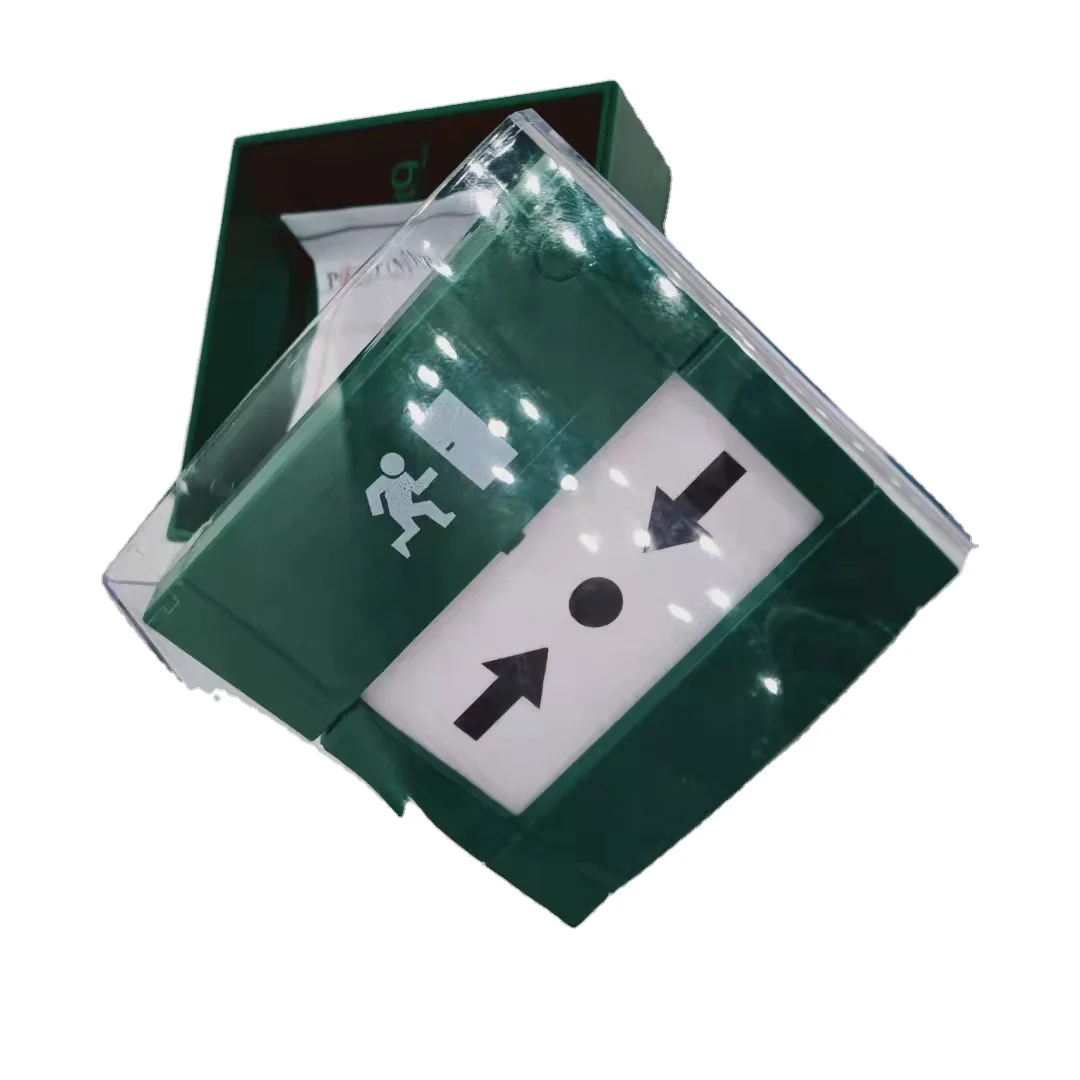 Call point With Transparent cover Fire Alarm Buttons  Fire manual call point Fire Alarm Buttons Fire-05 Green