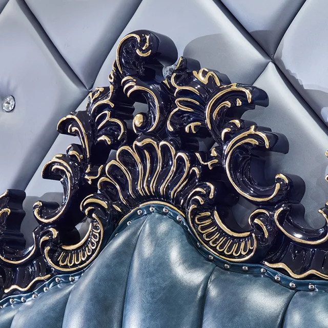 antique Classic Luxury bed high Quality Bedroom Furniture Set Wooden Gold royal Color King Size Bed European style Solid Wood