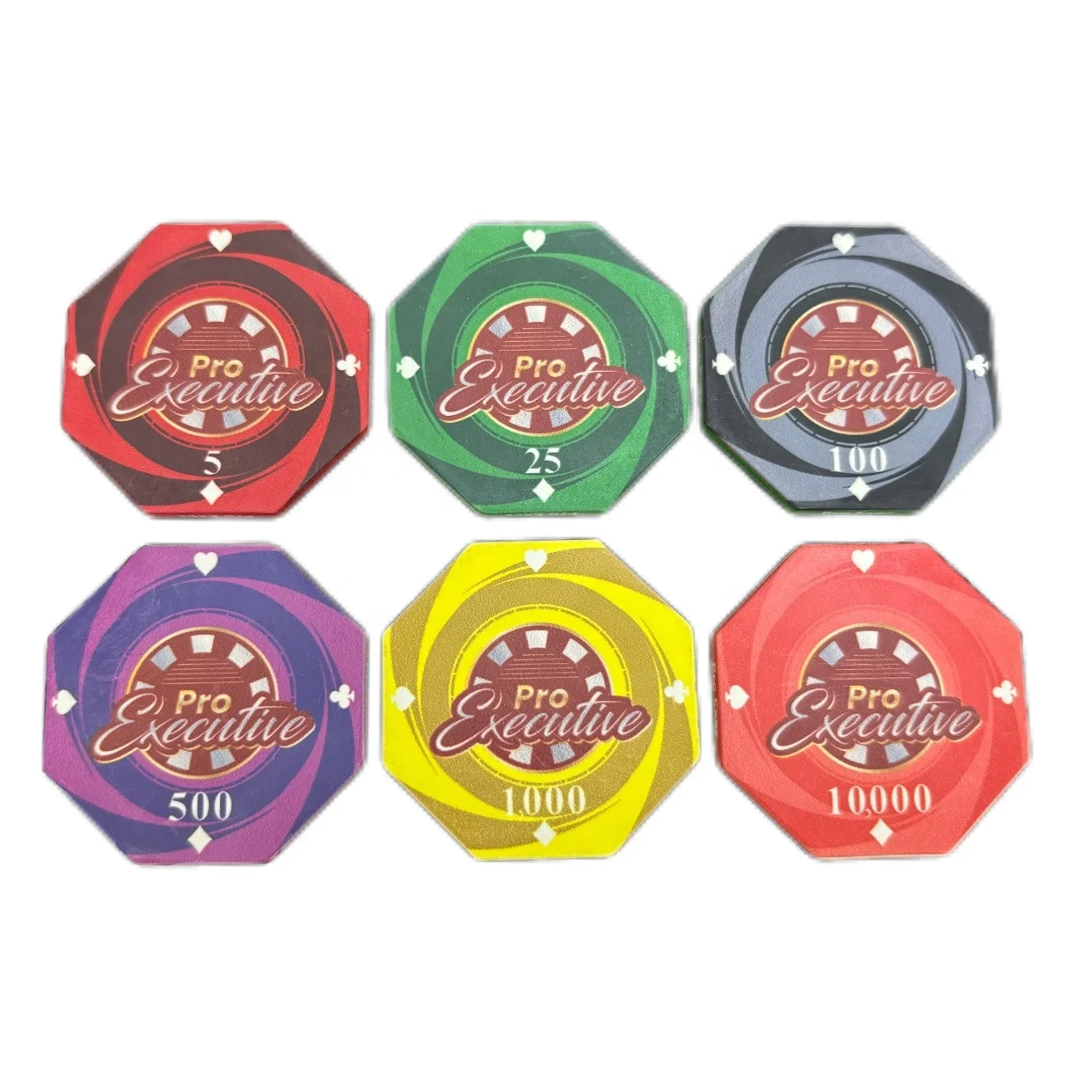 Hot Selling Customization 44 MM New Ceramic Octagonal Poker Chip For Casino Gambling Game