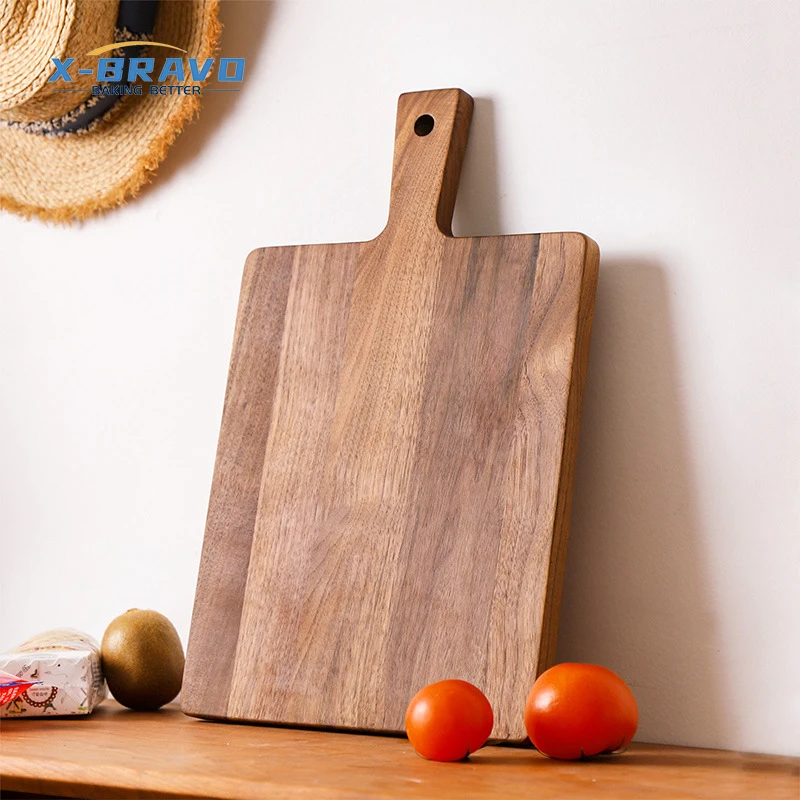 Walnut chopping board Pizza steak bread board with handle Restaurant coffee shop wooden tray Logo can be added