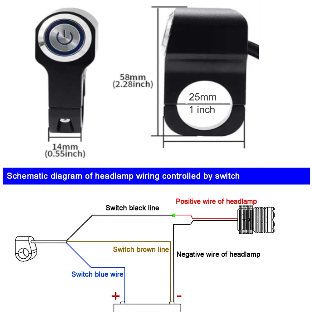 25 мм 1 дюйм синий светодиодный мотоцикл ADV двойной спортивный велосипедный руль вкл/выкл переключатель для противотуманных фар 12 В Универсальный