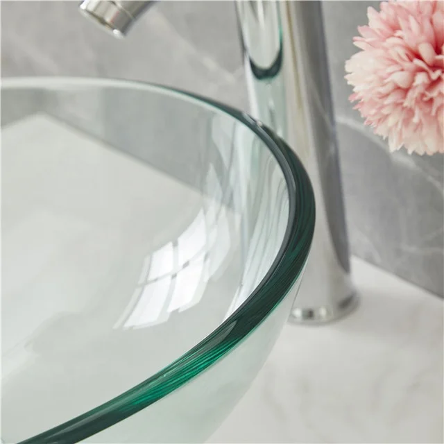 Modern Round Bowl Vanity Sinks Cheap bathroom vessel tempered glass sink wash basin