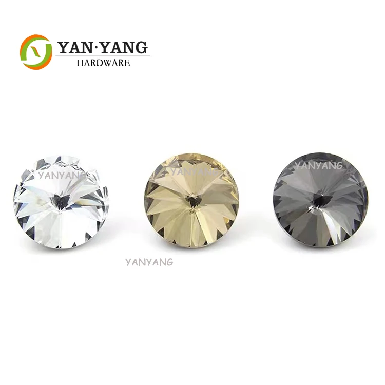 Yanyang customized 25mm decorative sofa glass button nail base 20mm furniture bed acrylic crystal button