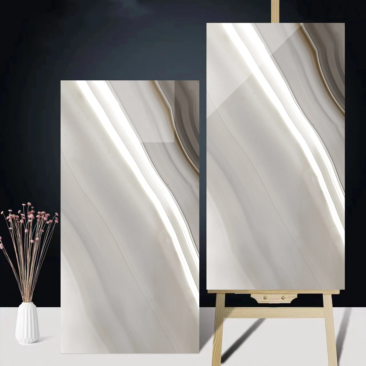 600*1200mm Latest Design Dark Color Marble Decorative Glossy Floor tile for house