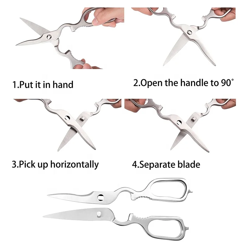 Best Quality stainless steel poultry vegetable shears  bottle opener walnut cracker Sharp multifunctional shears for kitchen use