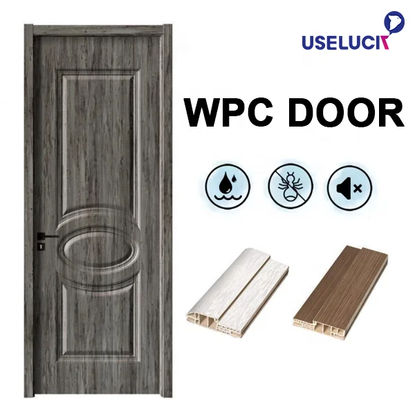 Elegant WPC PVC Door Wooden Design Pictures Paint Colors for Room Indian Teak Best New House Main Door Wood Readymade Door Price