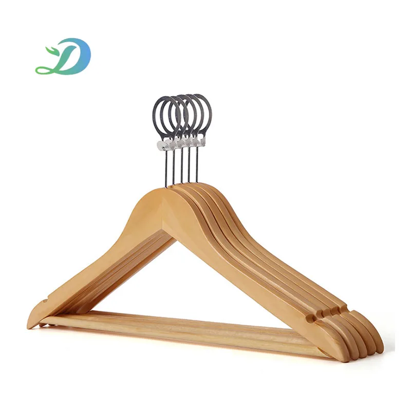 Wholesale High Quality Clothes Natural Wood Hangers Custom Anti-theft Solid Wood Hangers