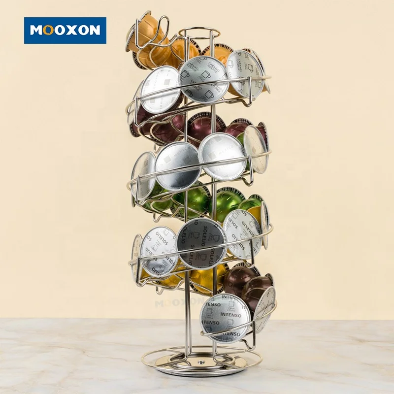 360 Degree Revolving Nespresso Pod Coffee Capsule Stand Gold Organizer 30 50 Pods Storage Coffee Holder For K Cup