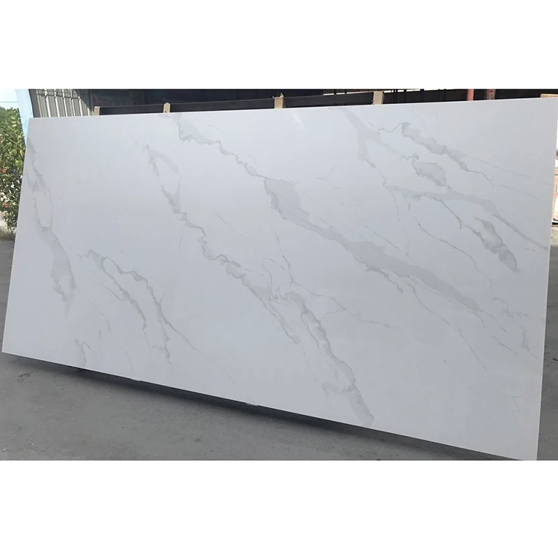ZGSTONE Free Sample Calacatta Veins White Quartz Stone Slabs For Kitchen Countertops,  Bathroom Vanity Tops