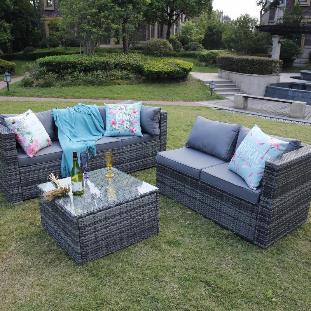 2021 Rattan Wicker furniture L Shaped Sofa Set Muebles de jardin Garden Used