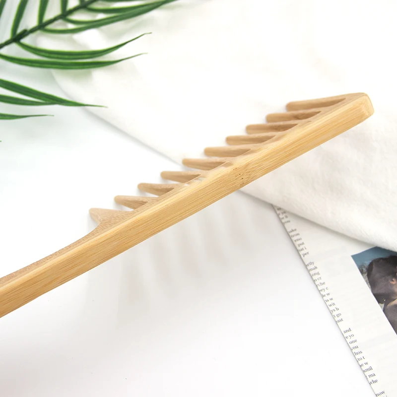 Hot Selling Wholesale Customized Logo Wood Bamboo Eco-friendly Wide Tooth Comb