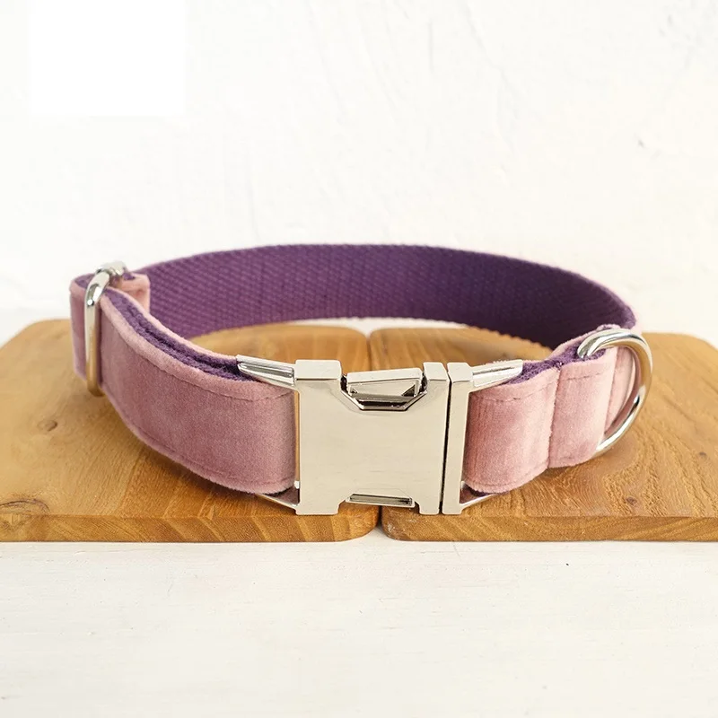 Wholesale Custom Logo Dog Collar And Leash Set Rose Gold Pet Dog Metal Buckle Collar Personalized