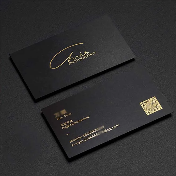 China factory competitive price thick paper custom embossed foil printing business cards with own logo