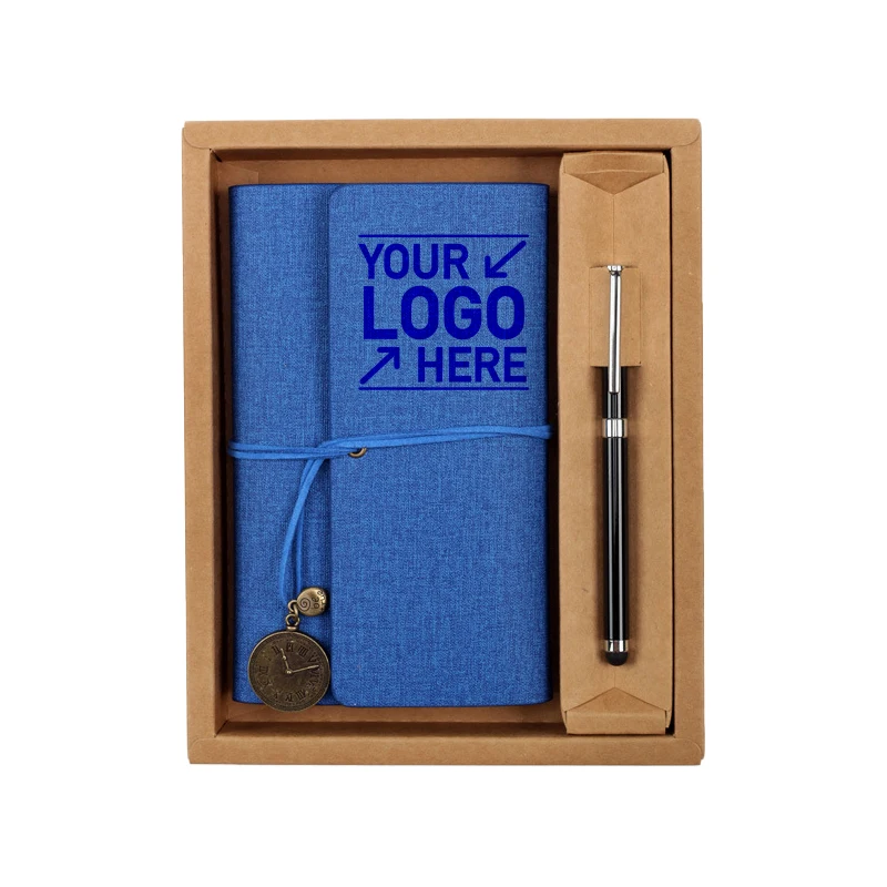 Henghou Superior Quality Office Stationery Business Gift Set Include Elegant Leather Cover Notebook and Pen with Box Fashionable