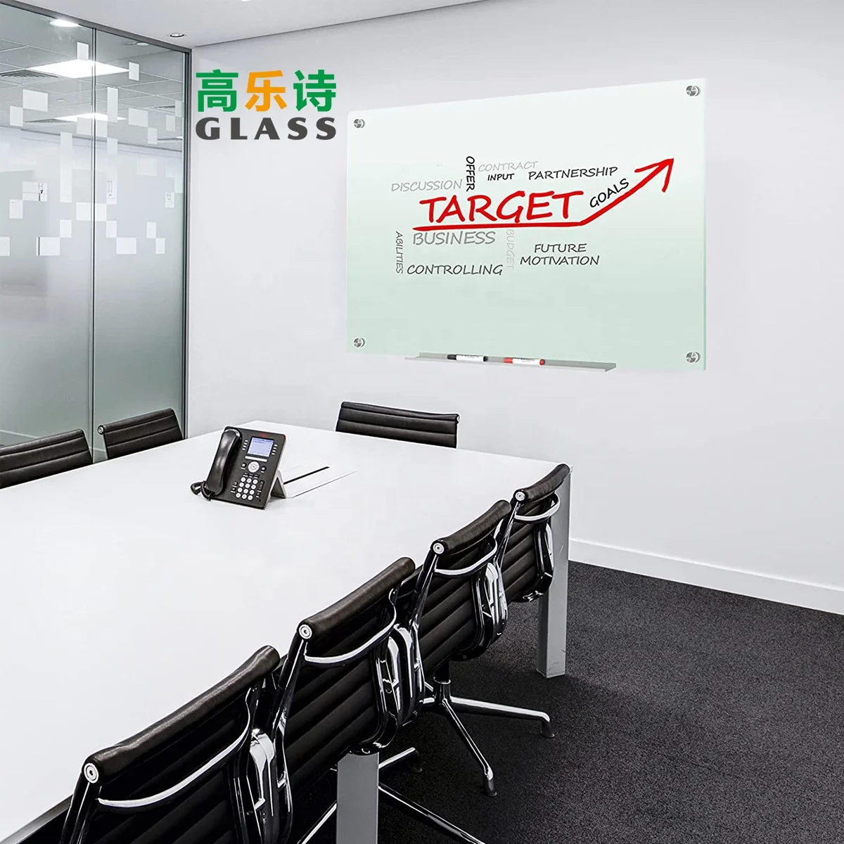 Wall Mounted Glass Whiteboard Easy Install Frameless Magnetic Heat Tempered Glass Board For School Office