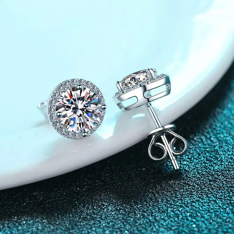 Сертификат GIA 925 стерлингового серебра женские серьги-гвоздики 5 мм 6 1 карат из тонкого муассанита с четырьмя когтями